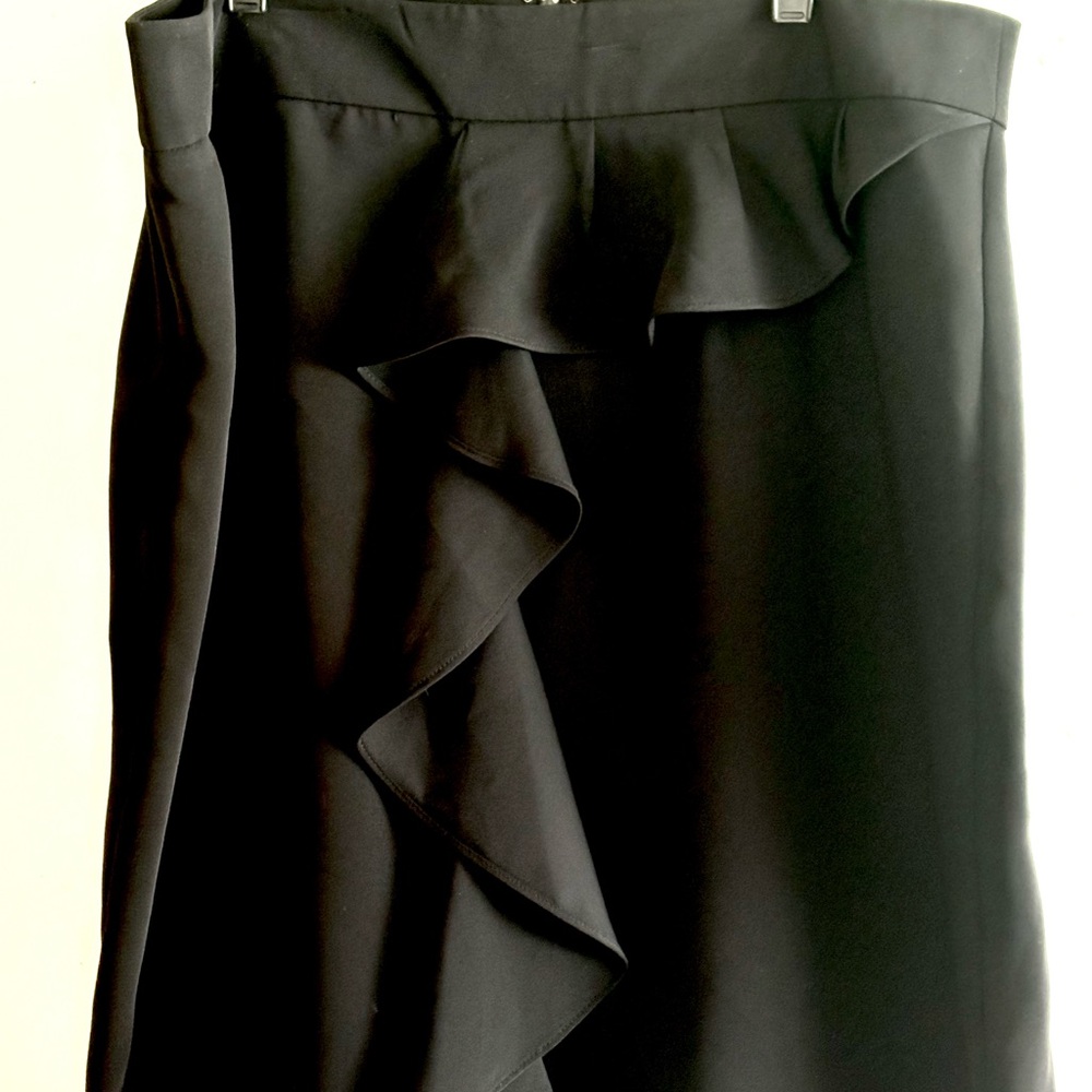 Elle Black Ruffled Plus Size Pencil Skirt 16
